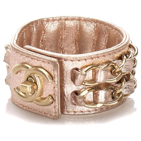 chanel lambskin cc turnlock chain bracelet pink gold